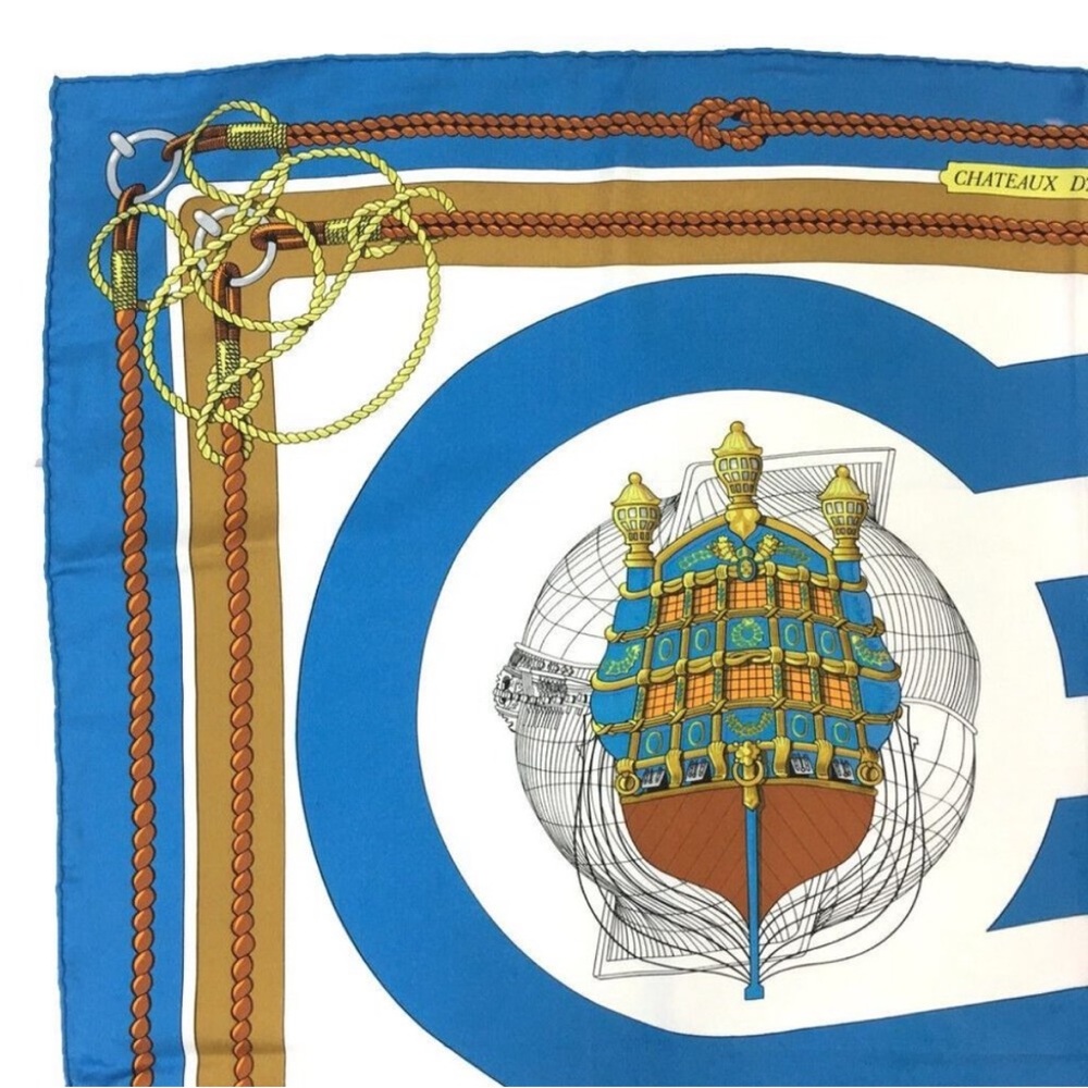 Hermes Chateaux d Arriere by J.Abadie Silk Scarf 1974 - Picture 2 of 5